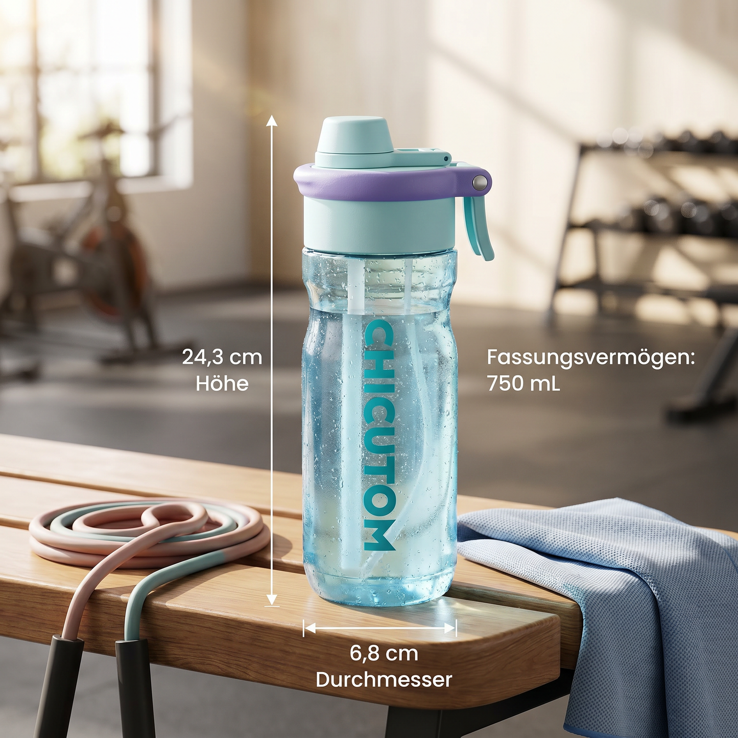 2-in-1 sportwaterfles met sprayfunctie en rietje – grote inhoud en lekvrij