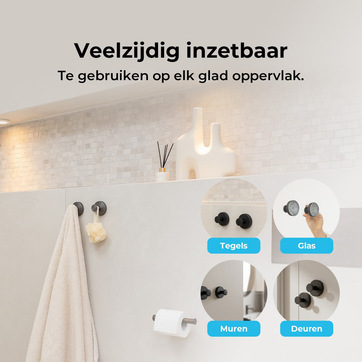 Zuignap Handdoekhaak - Set van 2