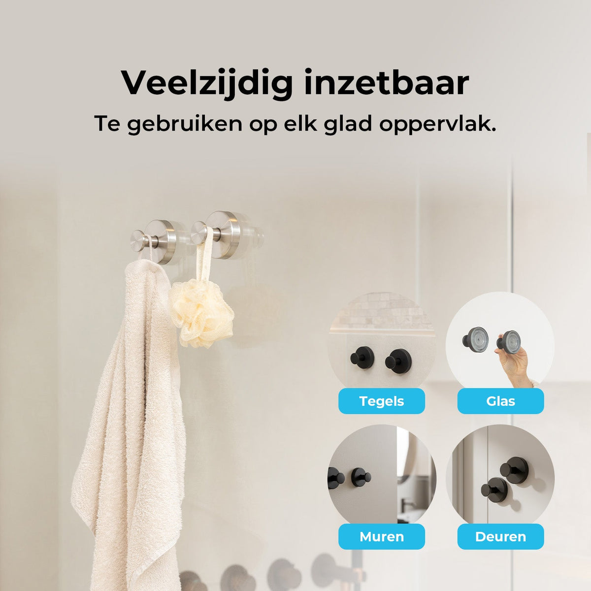 Zuignap Handdoekhaak - Set van 2