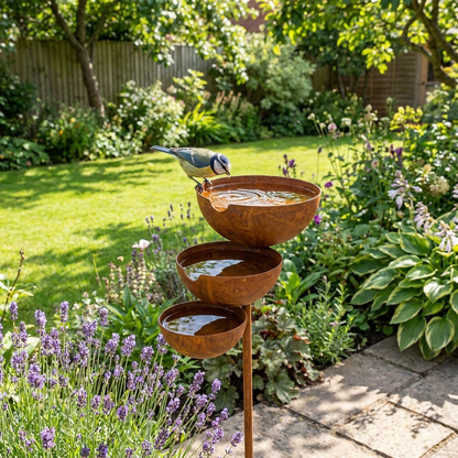 Drietraps Vogelbad – Cortenstaal