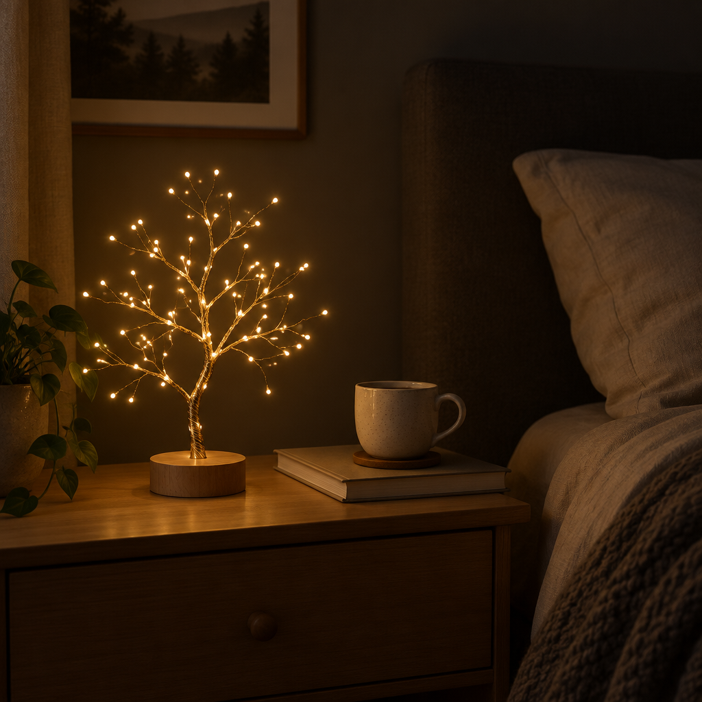 Boomlamp op het nachtkastje