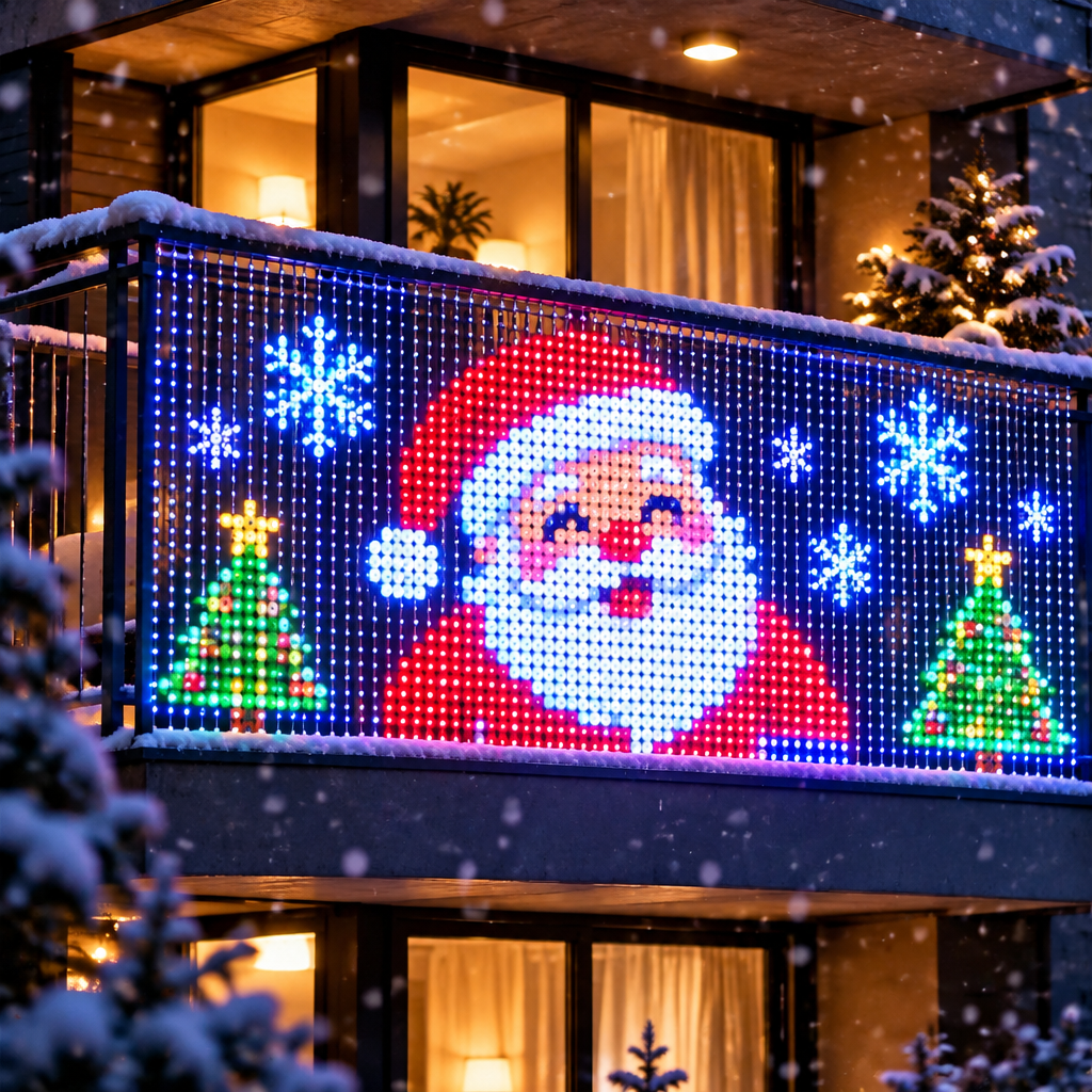 Kerstman op het Stralina LED-lichtgordijn