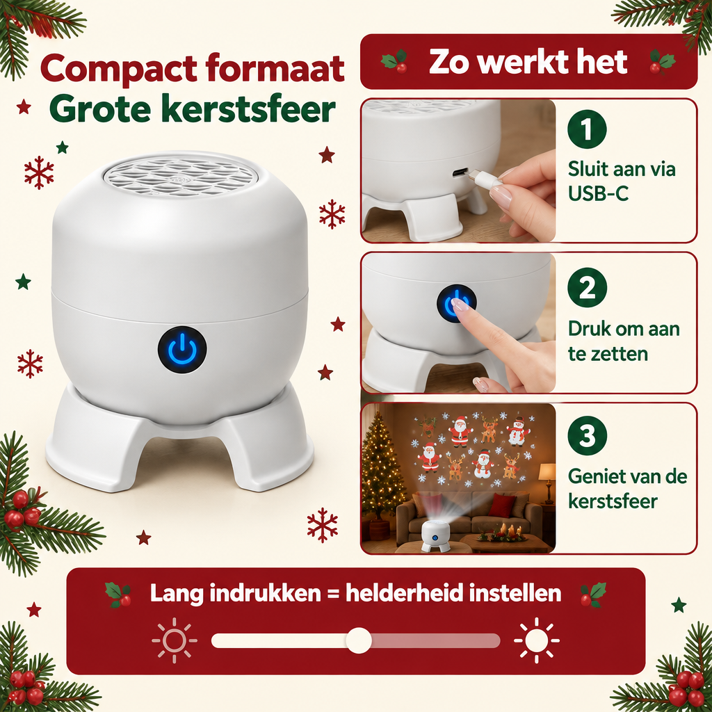 Zo werkt de Glinora kerstprojector